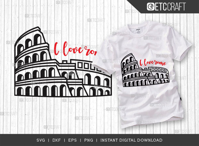 I Love Rome SVG Cut File, Rome City Svg, Italy Stamp Svg, Europe Capital Svg, Italy Capital Svg, Rome Quote SVG ETC Craft 