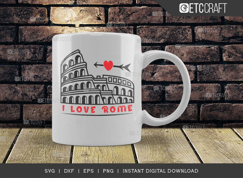 I Love Rome SVG Cut File, Rome City Svg, Italy Stamp Svg, Europe Capital Svg, Italy Capital Svg, Rome Quote SVG ETC Craft 