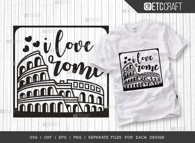 I Love Rome SVG Cut File, Rome Svg, Coliseum Svg, Rome City Svg, Italy Stamp Svg, Italy Svg, Travel Svg, Rome Quotes, Typography Design, SVG ETC Craft 