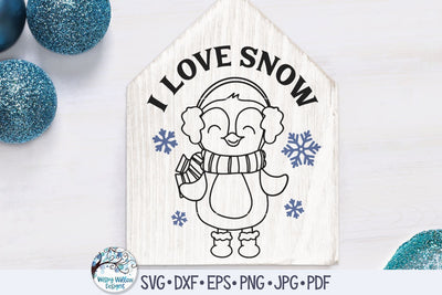 I Love Snow Penguin Svg SVG Wispy Willow Designs 