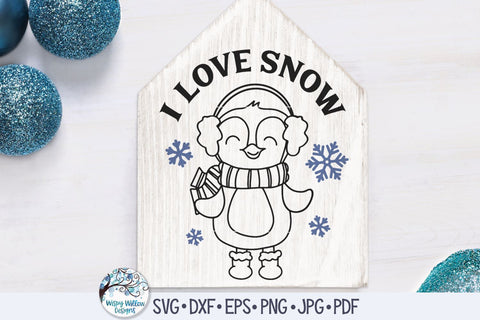 I Love Snow Penguin Svg SVG Wispy Willow Designs 