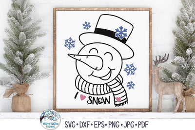 I Love Snow Snowman SVG SVG Wispy Willow Designs 