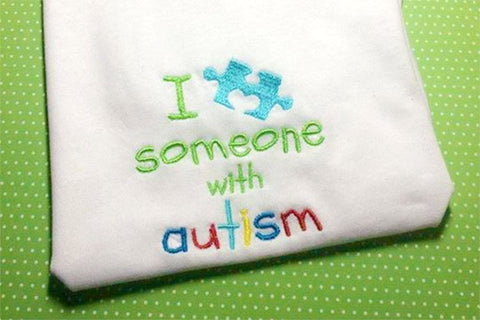 I Love Someone with Autism Puzzle Piece Applique Embroidery Embroidery/Applique Designed by Geeks 