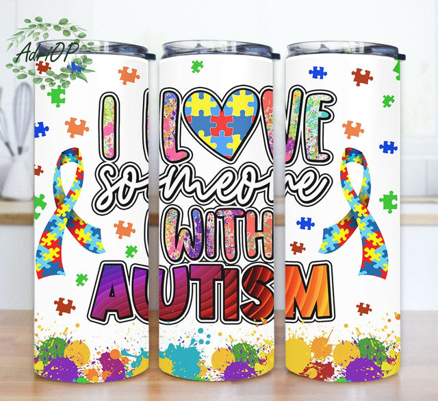 I Love Someone With Autism Tumbler Png, Autism Awareness 20oz Tumbler Template, Ribbon Puzzle Design Png, Autism Mom Tumbler Design, Digital Download Sublimation AdriOP 
