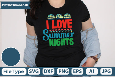 I Love Summer Nights Svg Cut File,SVGs,quotes-and-sayings,food-drink,mini-bundles,print-cut,on-sale, SVG DesignPlante 503 