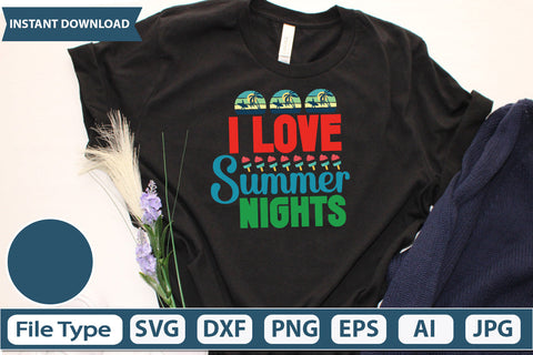 I Love Summer Nights Svg Cut File,SVGs,quotes-and-sayings,food-drink,mini-bundles,print-cut,on-sale, SVG DesignPlante 503 