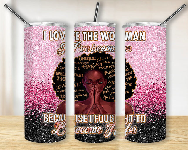 I Love The Women Tumbler Png, Black Girl 20oz Skinny Tumbler, African American Tumbler Design, Glitter Tumbler Wrap, Afro Girl Sublimation Design, Digital Download Sublimation BouDesign 