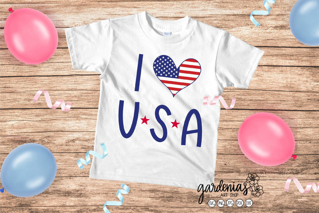 I Love USA / USA Flag Heart SVG Gardenias Art Shop 