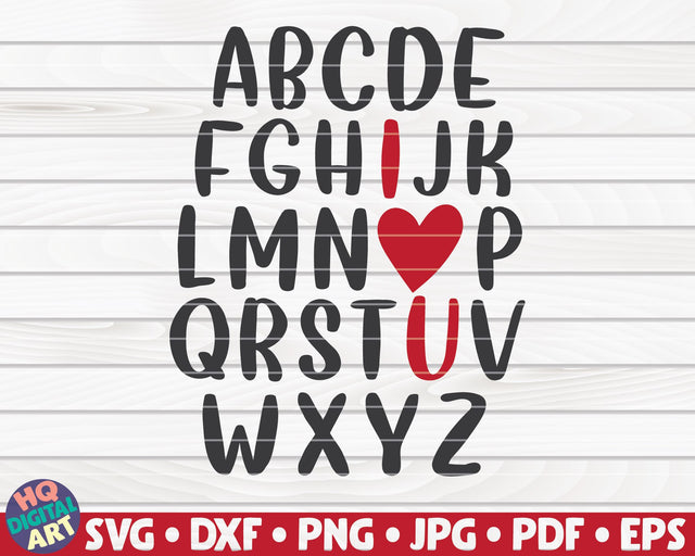 I love you alphabet SVG | Valentine's Day Vector SVG HQDigitalArt 
