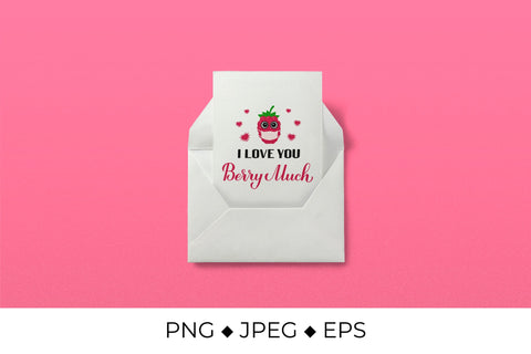 I love you berry much quote with masked raspberry. Sublimation LaBelezoka 