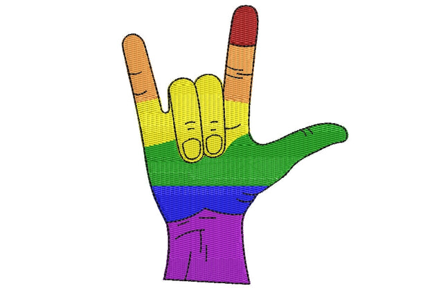 I love you Hand Sign embroidery design ,Pride LGBT Lesbian Gay Bisexual Transgender , 4 sizes. Embroidery/Applique DESIGNS ArtEMByNatalia 