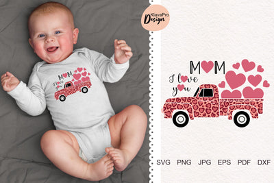 I Love You Mum svg| FARM LEOPARD TRUCK with hearts svg | Mother's Day svg SVG Klava P 