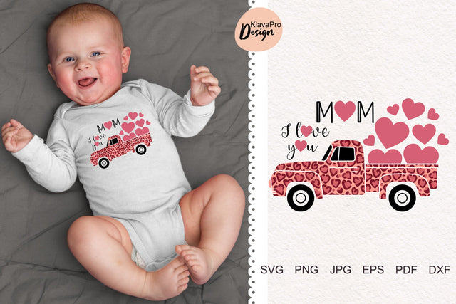 I Love You Mum svg| FARM LEOPARD TRUCK with hearts svg | Mother's Day svg SVG Klava P 