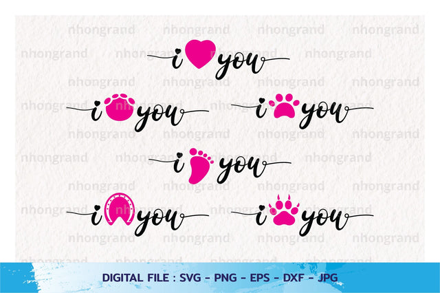 i love you with heart and foot man animal Silhouette, PNG SVG File, Digital Download SVG nhongrand 