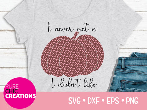 I Never Met A Pumpkin I Didn't Like - Cricut - Silhouette - svg - dxf - eps - png - Digital File - SVG Cut File - Fall SVG - Fall clipart SVG Pure Chic Creations 