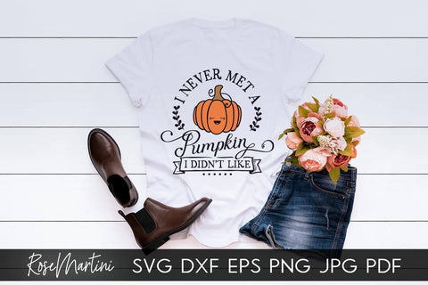 I Never Met A Pumpkin I Didn't Like SVG file for cutting machines - Cricut Silhouette, Sublimation Design SVG Autumn cutting file Fall svg SVG RoseMartiniDesigns 