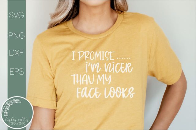 I Promise I'm Nicer Than My Face Looks-Funny Quote Svg SVG Linden Valley Designs 