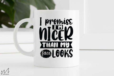 I promise I'm nicer than my face looks svg, Funny t shirt svg, Sarcastic t shirt svg, Funny quotes svg, Sarcasm Svg, Funny gift shirt svg, Sassy Svg, Sarcastic cricut,Silhouette svg,Cameo svg,Digital File SVG Isabella Machell 