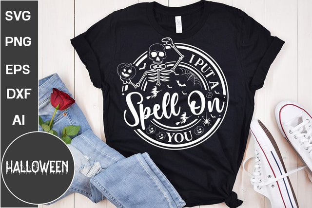 I Put A Spell On You Round Signs Svg Cut File, Farmhouse Halloween SVG design, Halloween SVG design SVG DesignPlante 503 