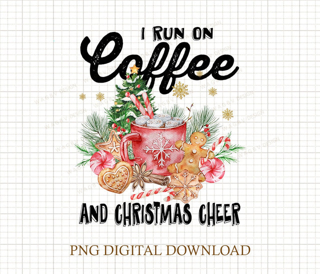 I Run On Coffee And Christmas Cheer PNG, Cute Winter Png, Christmas Png, Christmas Party Png, Christmas Png File, Gnome Coffee Design Sublimation DiamondDesign 