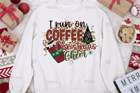 I run on coffee and christmas cheer Sublimation Design Sublimation Regulrcrative 