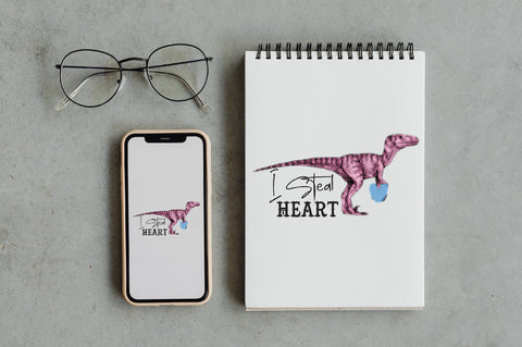 I Steal Heart T-Rex Valentine PNG Sublimation Jagonath Roy 