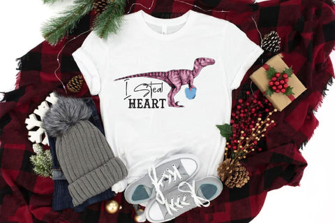I Steal Heart T-Rex Valentine PNG Sublimation Jagonath Roy 