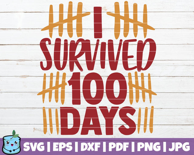 I Survived 100 Days SVG MintyMarshmallows 