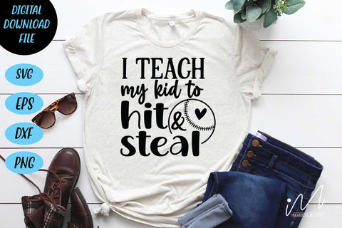 I teach my kid to hit and steal svg,Kindergarten Teacher Svg, Cool Teacher T-shirt svg, Cut files, Funny Teacher Svg SVG Isabella Machell 