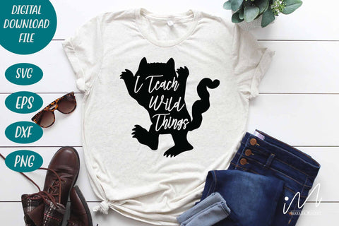 I Teach Wild Things svg,Kindergarten Teacher Svg, Cool Teacher T-shirt svg, Cut files, Funny Teacher Svg SVG Isabella Machell 