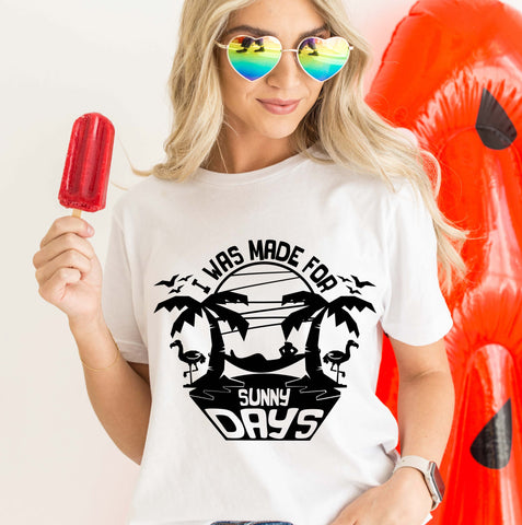 I was made for sunny days SVG cutting files, Silhouette and Cricut, Beach SVG, Beach png, sublimation designs, summer svg, summer png SVG WasatchDesignsShop 