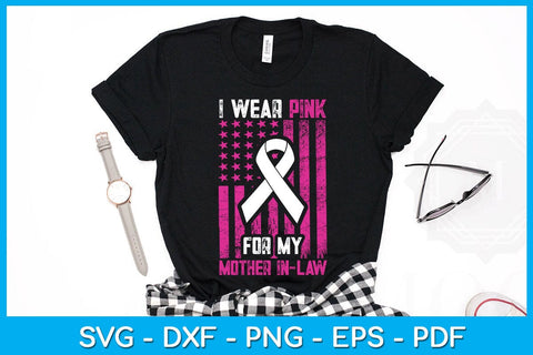 I Wear Pink For My Mother In Law Breast Cancer Awareness Tee Shirt