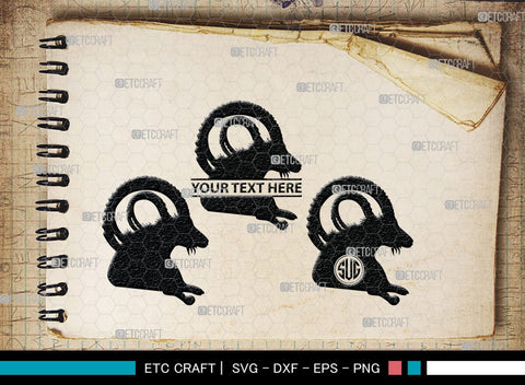 Ibex Monogram, Ibex Silhouette, Ibex SVG, Ibex Gazelle Svg, Ibex Head Svg, Gazelle Svg, Safari Animals Svg, SB00282 SVG ETC Craft 