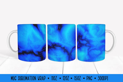 Ice Blue Mug Sublimation Design. Marble Texture Mug Wrap Sublimation LaBelezoka 