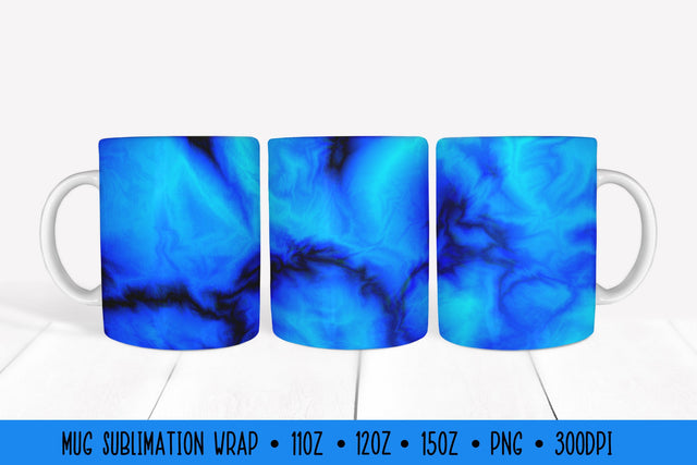 Ice Blue Mug Sublimation Design. Marble Texture Mug Wrap Sublimation LaBelezoka 