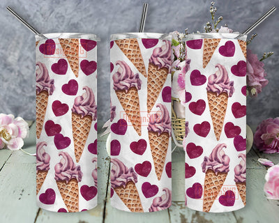 Ice Cream 20oz Skinny Tumbler Png, Ice Cream Cone Tumbler, Summer Tumbler Png, Mother's Day Gift, Ice Cream Png, Digital Download Sublimation DesignSVG 
