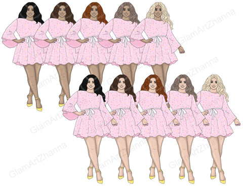 Ice Cream Clipart | Vacation Girl Illustration Set SVG GlamArtZhanna 