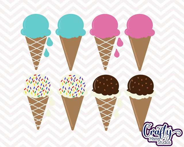 Ice Cream Cone - Ice Cream - Summer Svg - Ice Cream With Sprinkles Bundle SVG Crafty Mama Studios 