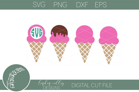Ice Cream Cone Mini Bundle-Ice Cream Svg-Monogram SVG SVG Linden Valley Designs 