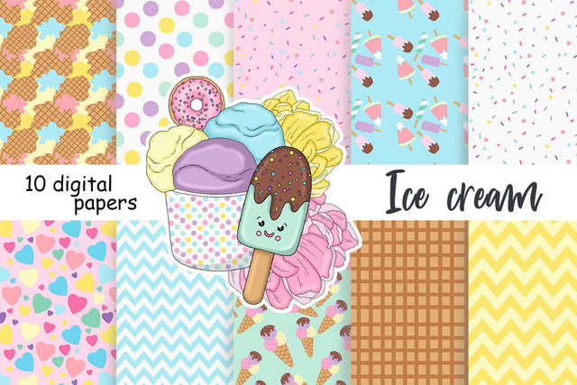 Ice Cream Cone Pattern | Food Seamless Paper Digital Pattern GlamArtZhanna 