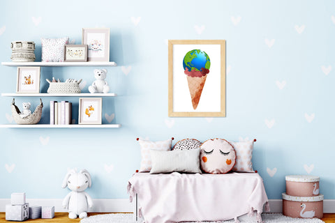 Ice Cream Cone World Melt Earth Day PNG Sublimation Rupkotha 