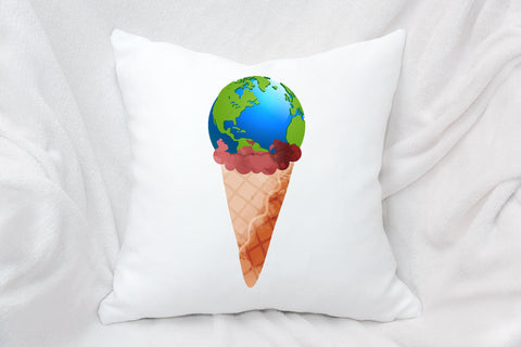 Ice Cream Cone World Melt Earth Day PNG Sublimation Rupkotha 