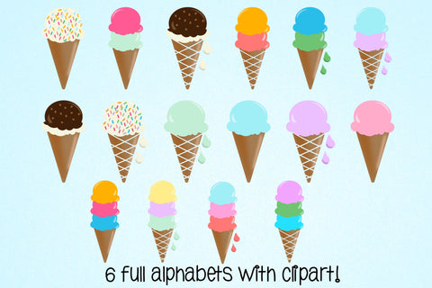 Ice Cream Doodle Letters PNG, Dessert With Sprinkles Alpha Bundle SVG Crafty Mama Studios 