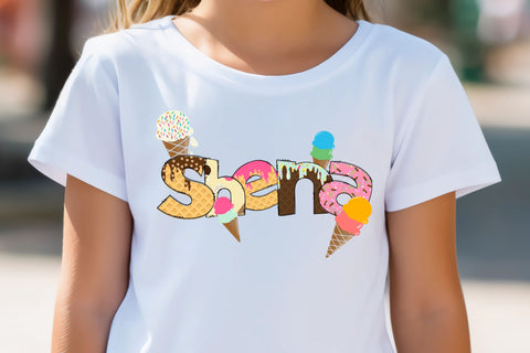 Ice Cream Doodle Letters PNG, Dessert With Sprinkles Alpha Bundle SVG Crafty Mama Studios 