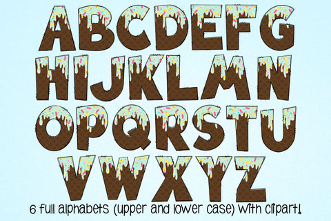 Ice Cream Doodle Letters PNG, Dessert With Sprinkles Alpha Bundle SVG Crafty Mama Studios 