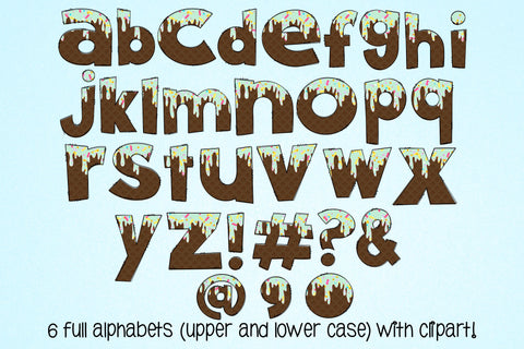 Ice Cream Doodle Letters PNG, Dessert With Sprinkles Alpha Bundle SVG Crafty Mama Studios 