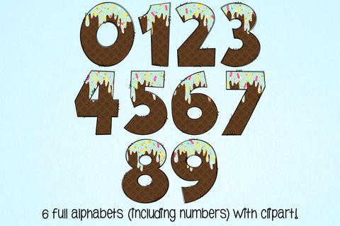 Ice Cream Doodle Letters PNG, Dessert With Sprinkles Alpha Bundle SVG Crafty Mama Studios 