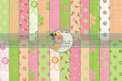 Ice Cream Dreams Papers Digital Pattern QueenBrat Digital Designs 