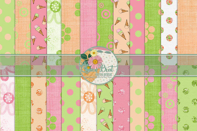 Ice Cream Dreams Papers Digital Pattern QueenBrat Digital Designs 