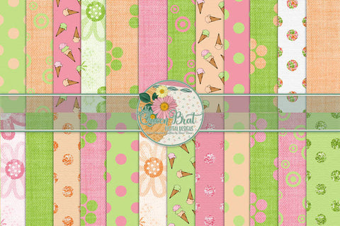 Ice Cream Dreams Papers Digital Pattern QueenBrat Digital Designs 